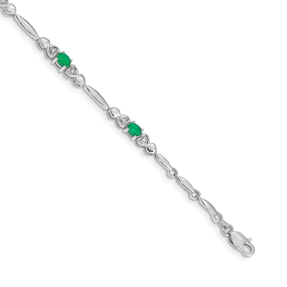 14k White Gold Diamond & Emerald Bracelet